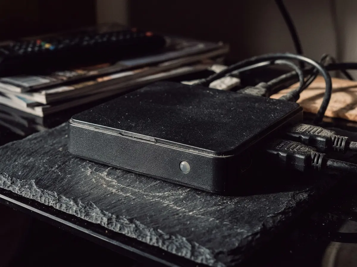 A cluttered pile of cheap unbranded streaming boxes