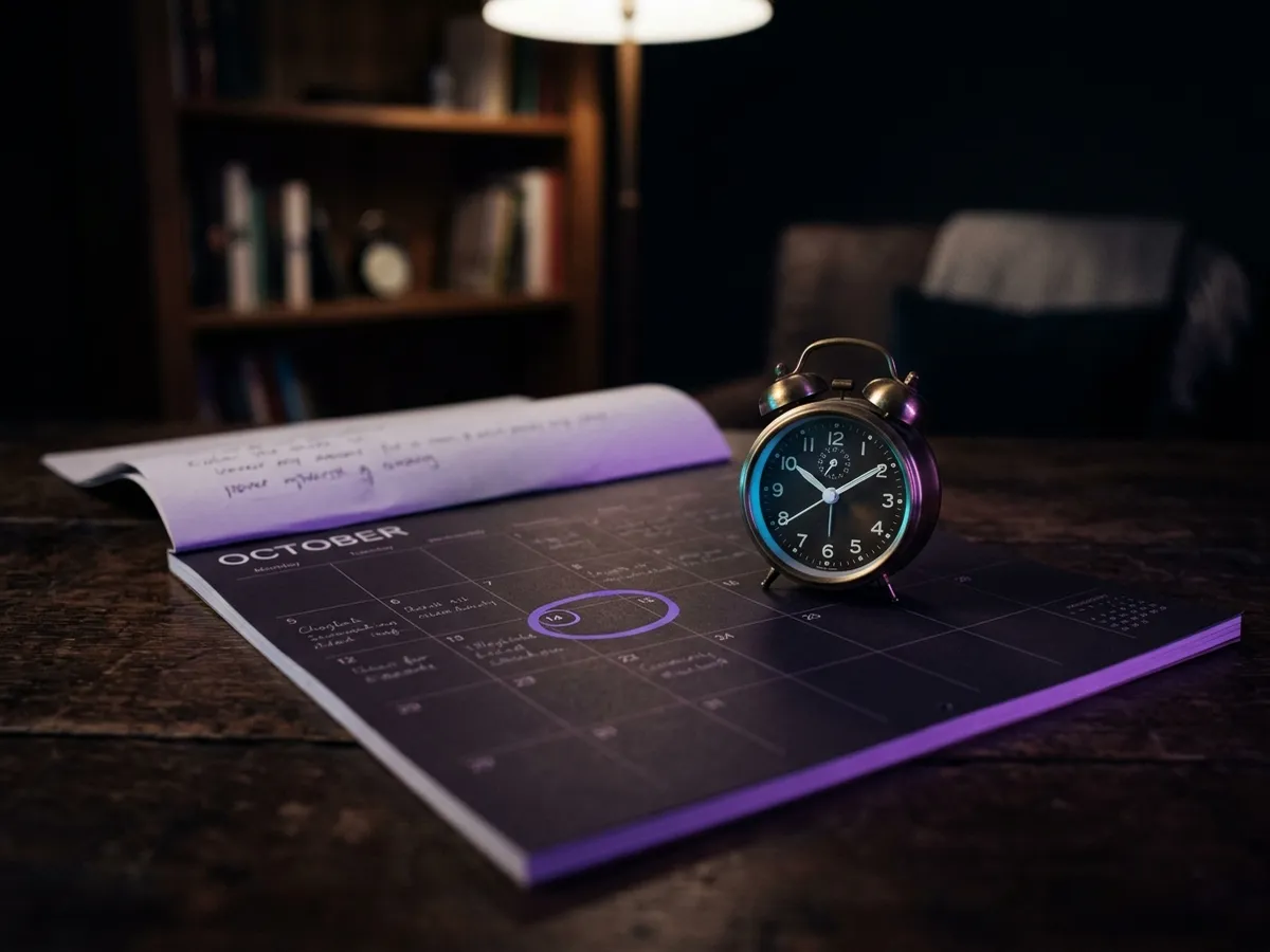 A clock near midnight beside a billing reminder