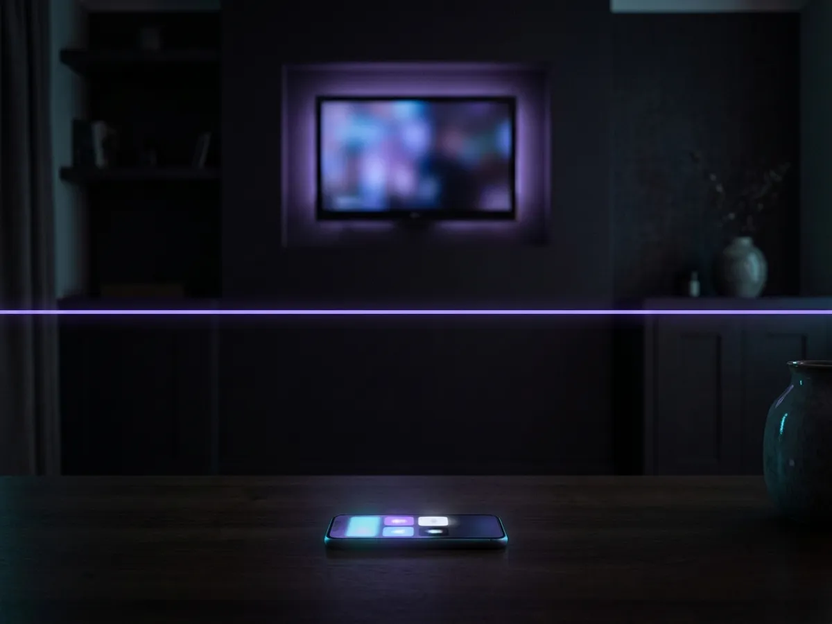A television screen showing a live broadcast indicator