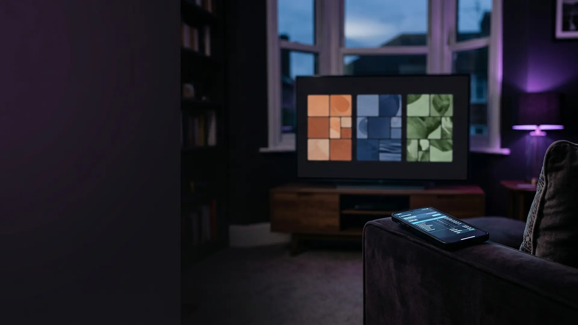 A cosy movie night with popcorn in front of a glowing television
