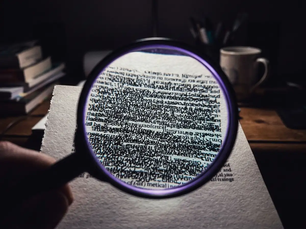 A magnifying glass held over the small print of an offer
