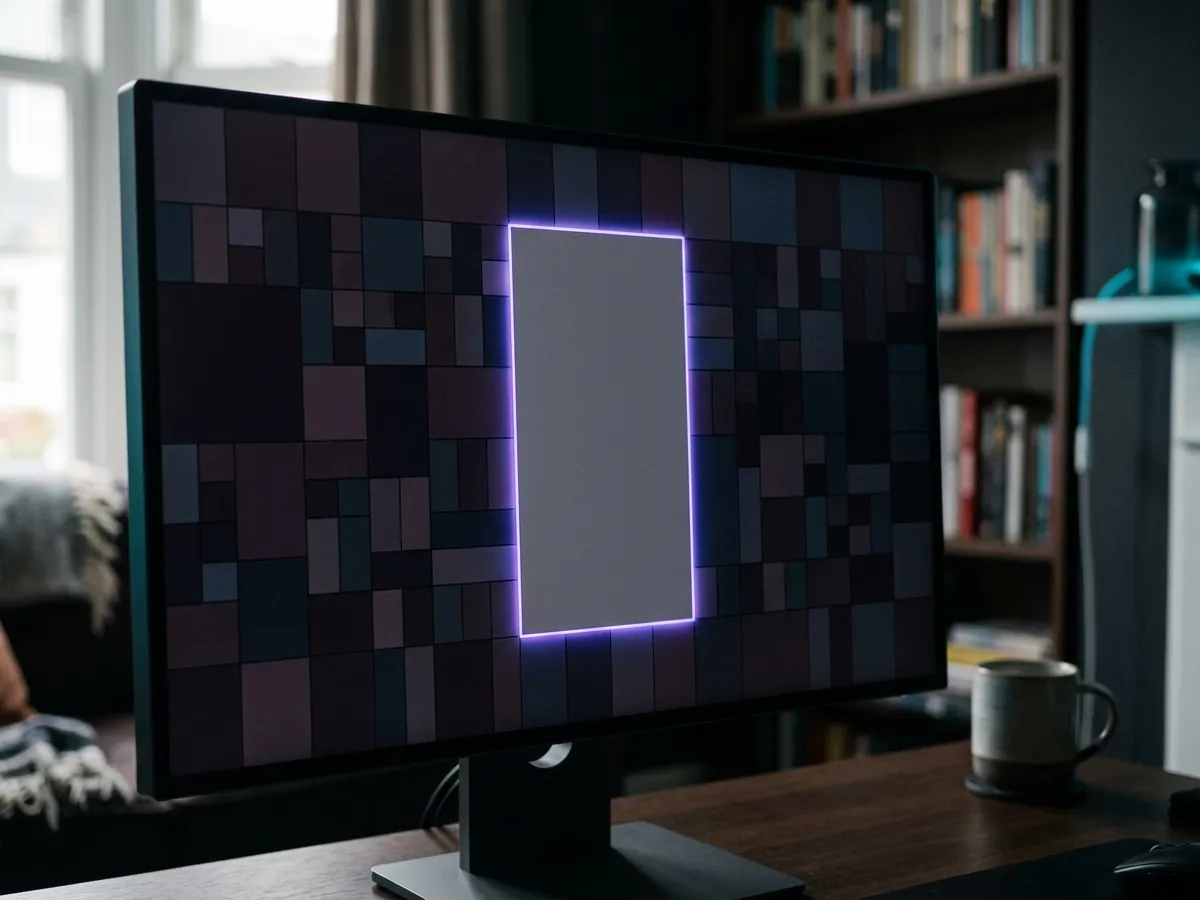 A television screen interrupted by an advertisement break