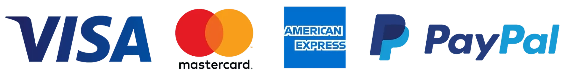 Visa, Mastercard, American Express and PayPal accepted